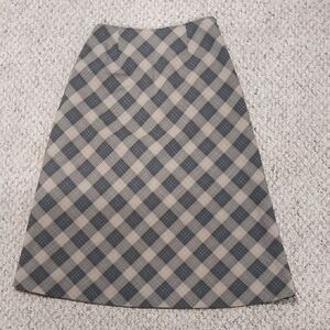 Valerie Separates Plaid A-Line Skirt - Gray and Cream